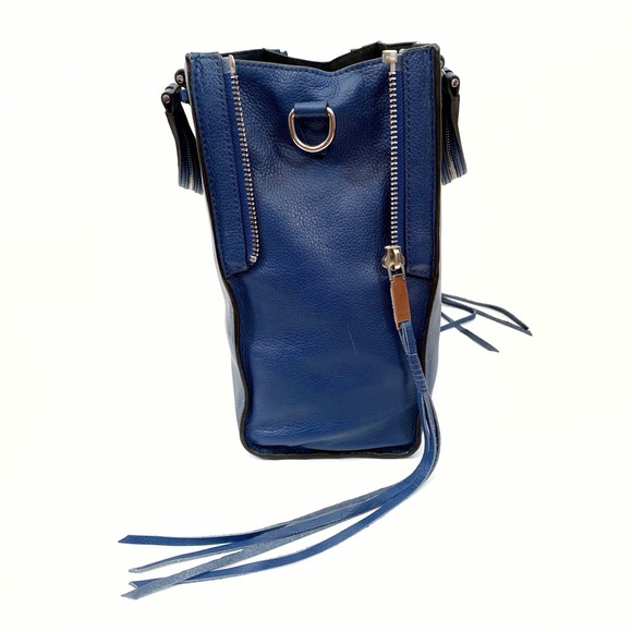 Rebecca Minkoff blue leather silver zipper top handle zip up sides purse bag - Picture 4 of 14